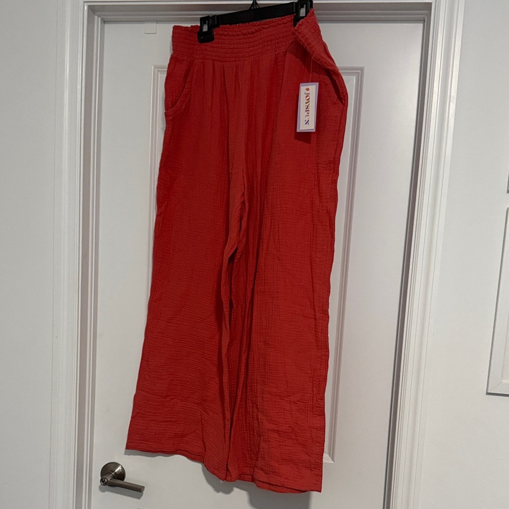 Wide-Leg ladies beach Pants with Elastic Waist